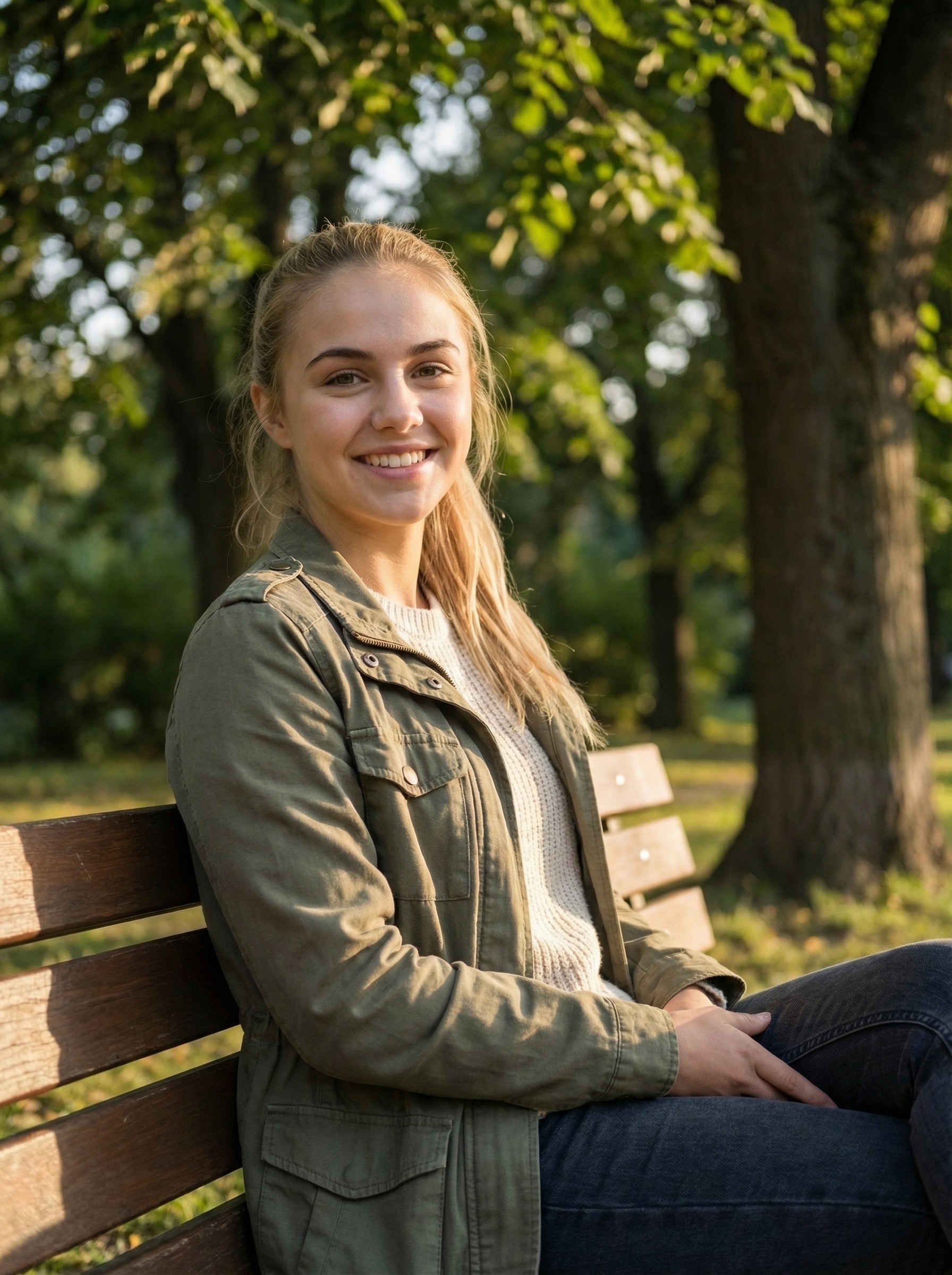 AI-generated dating profile photo in an outdoor setting with natural light